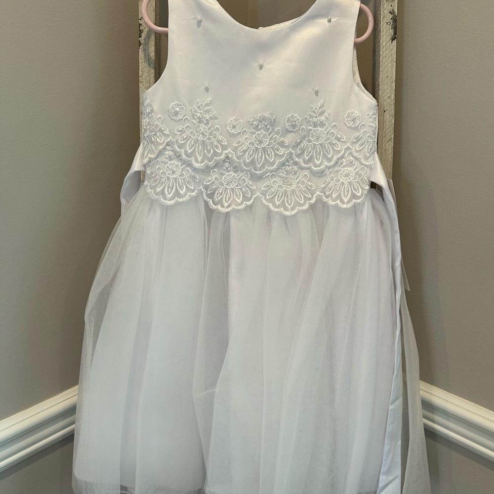 White Cinderella Tulle Flower Girl Dress